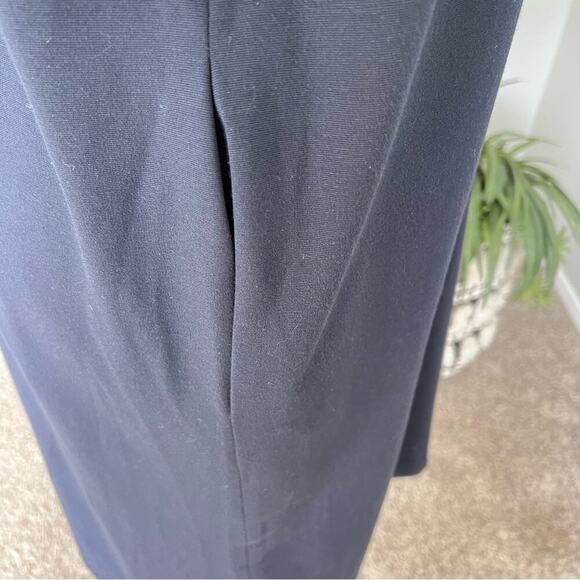 Lafayette 148 New York V-Neck Shirtdress Navy Blue - Picture 8 of 12